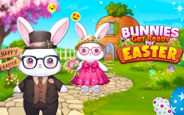 Bunnies Get Ready for Easter Dress Up Online Game